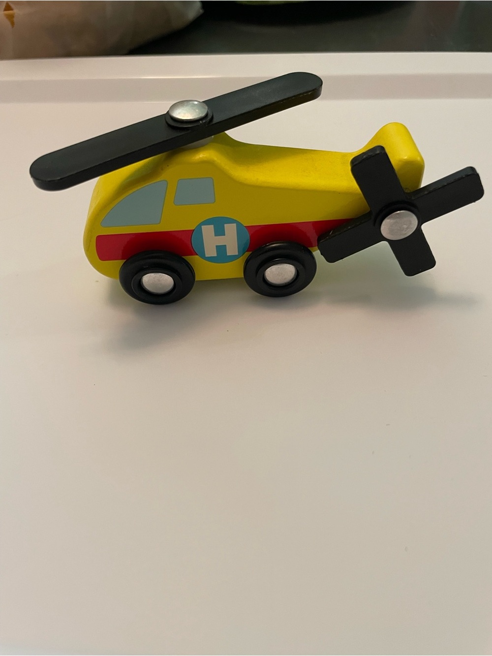 Melissa & Doug Rescue Helicopter Yellow Wooden Toy Aircraft Vehicle - Used